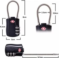 TSA Kofferslot 3 Cijfers - Reisslot - Reis Cijferslot - Cijferhangslot - Hangslot - Bagageslotjes - Slot Voor Bagage - Zwart & Rood - 4 Stuks -Voyago Winkel 1200x1186 22