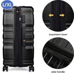 Merax 3-delig Kofferset Met TSA Slot - Trolleyset ABS 40L, 70L & 110 Liter - Zwart -Voyago Winkel 1200x1186 3