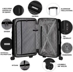 CarryOn Porter ® Kofferset - TSA Trolleyset 3-delig Met OKOBAN - Dubbele Wielen - Zwart -Voyago Winkel 1200x1187 11