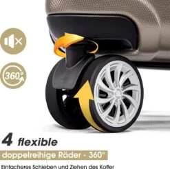 Merax 3-delig Kofferset Met TSA Slot - Trolleyset ABS 40L, 70L & 110 Liter - Goud -Voyago Winkel 1200x1189 13