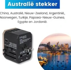 WonTravel Universele Wereldstekker Met USB-C En 4 USB Poorten - Internationale Reisstekker 170+ Landen - USB C Adapter - MET USB Kabel -Voyago Winkel 1200x1190 13