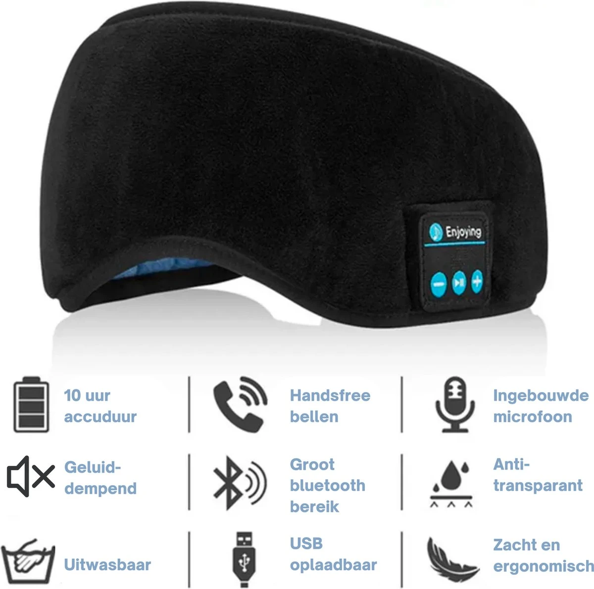 DreamDoc® - Slaapmasker - Bluetooth - Oogmasker - 100% Verduisterend - Slaaphulp - White Noise - Koptelefoon 5 DreamDoc® - Slaapmasker - Bluetooth - Oogmasker - 100% Verduisterend - Slaaphulp - White Noise - Koptelefoon - Afbeelding 3
