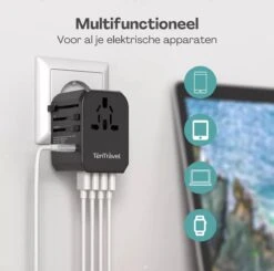 TenTravel Universele Wereldstekker + Etui - USB-C En 4 USB Poorten - 170+ Landen - 2000W - Internationale Reisstekker - O.a. Amerika, Engeland, Italie En Zuid-Afrika - Zwart -Voyago Winkel 1200x1191 15