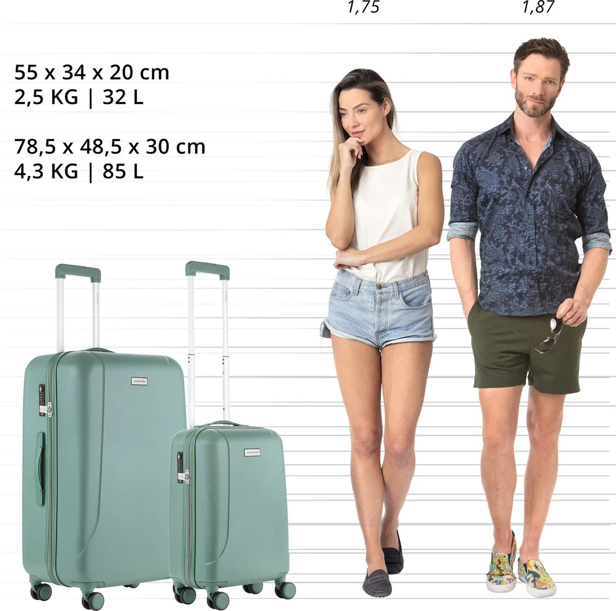CarryOn Skyhopper Kofferset – TSA Handbagage + Reiskoffer 78cm – Dubbele Wielen - Olijf 12 CarryOn Skyhopper Kofferset – TSA Handbagage + Reiskoffer 78cm – Dubbele Wielen - Olijf - Afbeelding 10
