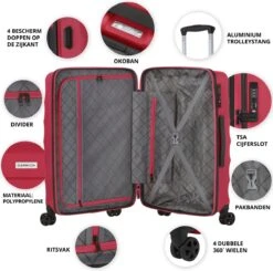CarryOn Porter ® Kofferset - TSA Trolleyset 3-delig Met OKOBAN - Dubbele Wielen - Rood -Voyago Winkel 1200x1191 9