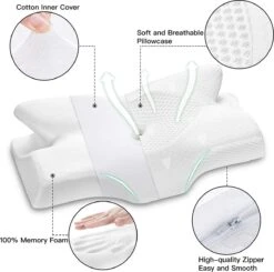 Elviros Cervicale Contour Memory Foam Kussen Voor Nekpijn Orthopedisch Nekkussen Voor Schouderpijn Ergonomisch Hoofdneksteunkussen Voor Zij-/Rug/Buikslapers Met Afneembare Hoes (Wit) -Voyago Winkel 1200x1192 17