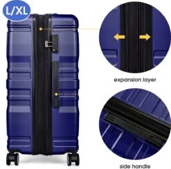 Merax 3-delig Kofferset Met TSA Slot - Trolleyset ABS 40L, 70L & 110 Liter - Blauw -Voyago Winkel 1200x1192 5