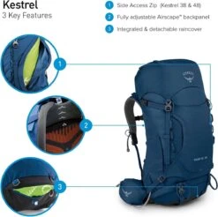 Osprey Backpack / Rugtas / Wandel Rugzak - Kestrel - Blauw 17 Osprey Backpack / Rugtas / Wandel Rugzak - Kestrel - Blauw -Voyago Winkel 1200x1193 17