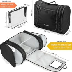 Grote Toilettas Met Spiegel, Haak + Binnenvakken + Zijvakken, Waterbestendig, Trip Vakantie Handbagage Mannen Vrouwen | Travel Organizer Kit -Voyago Winkel 1200x1194 14