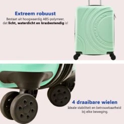 CabinMax Velocity Handbagage Koffer - Uitbreidbaar Trolley 44L - Harde Reiskoffer - 55x40x20/25 Cm - Lichtgewicht - Groot Capaciteit - Mint Groen -Voyago Winkel 1200x1195