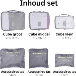 Packing Cubes - 6 Delig - Bagage Organizers - Kleding Organizer - Koffer Organizer Set - Koffer Organizer Set - Compression Cube - Grijs 17 Packing Cubes - 6 Delig - Bagage Organizers - Kleding Organizer - Koffer Organizer Set - Koffer Organizer Set - Compression Cube - Grijs -Voyago Winkel 1200x1195 32