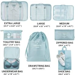 Merkloos Packing Cubes Set 7-Delig - Kleding Organizer Voor Koffers, Tassen En Backpack - Turquoise -Voyago Winkel 1200x1195 35