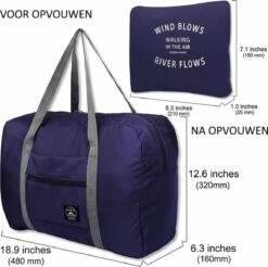 Merkloos Duffelbag - Reistas - Sporttas - Opvouwbare Reistas - Weekendtas - Donkerblauw -Voyago Winkel 1200x1196 12
