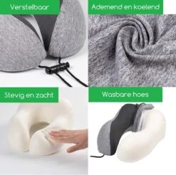 SVH Company Premium Nekkussen Met Gratis Slaapmasker En Oordoppen – Ergonomische Memory Foam Reiskussen Voor Op Reis – Auto Vliegtuig Reis Nek Kussen Travel Pillow – Grijs -Voyago Winkel 1200x1196 30