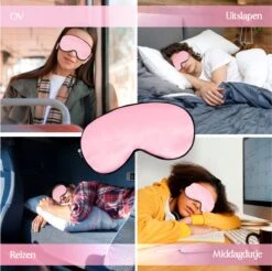 SIMIA™ Premium Zijden Slaapmasker + Opbergzakje - 100% Verduisterend Oogmasker - Verstelbaar - Blinddoek - Zijdezacht - Anti-Rimpel - Cadeau Tip - Roze -Voyago Winkel 1200x1197 15