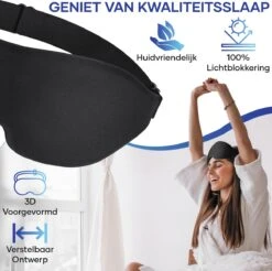 MW® - Slaapmasker - Oogmasker Slaap - Heren En Vrouwen - Zijde Stof - 100% Verduisterend - Verstelbaar - Incl. Slaap Oordopjes -Voyago Winkel 1200x1197 16