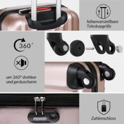 Monzana Hardcase Kofferset 4 Delig - Baseline Beautycase/M/L/XL - Rosé -Voyago Winkel 1200x1198 13