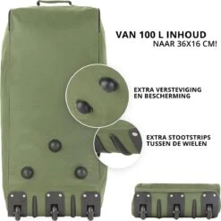 TravelZ Opvouwbare Wieltas | Reistas Op Wielen | 100 Liter | Verbeterd 2022 Model | Groen -Voyago Winkel 1200x1198 29