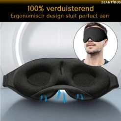 Beautious® Luxe Traagschuim Slaapmasker - Oogmasker - 3D Contouren - 100% Verduisterend - Verstelbaar - Zwart -Voyago Winkel 1200x1198 65