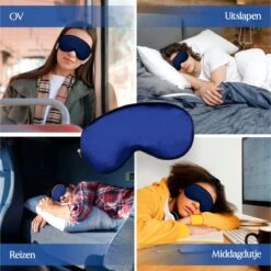 SIMIA™ Premium Zijden Slaapmasker + Opbergzakje - 100% Verduisterend Oogmasker - Verstelbaar - Blinddoek - Zijdezacht - Anti-Rimpel - Cadeau Tip - Marine Blauw -Voyago Winkel 1200x1198 66