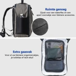 CabinMax Manhatten – Handbagage 20L – Rugzak – Schooltas - 40x20x25 Cm – Compact Reistas – Lichtgewicht – Grijs/Blauw -Voyago Winkel 1200x1199 27