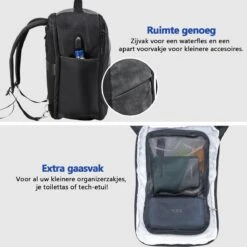 CabinMax Manhatten XL – Handbagage 20L – Rugzak Met USB Poort– Schooltas - 40x20x25 Cm – Compact Reistas – Lichtgewicht – Grijs/Zwart -Voyago Winkel 1200x1199 31