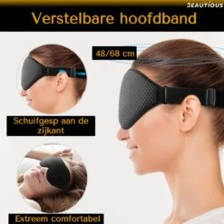 Beautious® Luxe Traagschuim Slaapmasker - Oogmasker - 3D Contouren - 100% Verduisterend - Verstelbaar - Zwart -Voyago Winkel 1200x1199 38