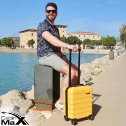 CabinMax Handbagage Koffer - Trolley 30L - Harde Reiskoffer - 45x36x20cm - Lichtgewicht - Groot Capaciteit - Geel -Voyago Winkel 1200x1200 1083