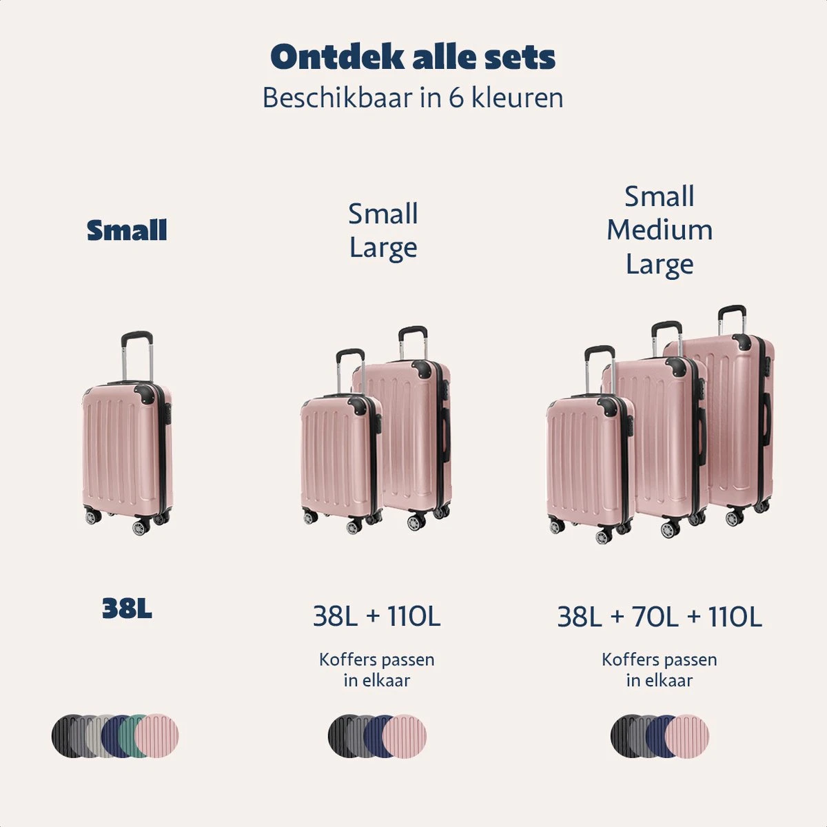 TRVLMORE Koffer - Handbagage - 54x36x20cm - 38L - Roségoud 12 TRVLMORE Koffer - Handbagage - 54x36x20cm - 38L - Roségoud - Afbeelding 10