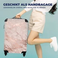MuchoWow® Koffer - Marmer - Roze - Luxe - Marmerlook - Glitter - Design - Past Binnen 55x40x20 Cm En 55x35x25 Cm - Handbagage - Trolley - Fotokoffer - Cabin Size - Print -Voyago Winkel 1200x1200 1137