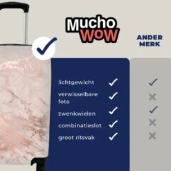 MuchoWow® Koffer - Marmer - Roze - Luxe - Marmerlook - Glitter - Design - Past Binnen 55x40x20 Cm En 55x35x25 Cm - Handbagage - Trolley - Fotokoffer - Cabin Size - Print -Voyago Winkel 1200x1200 1140