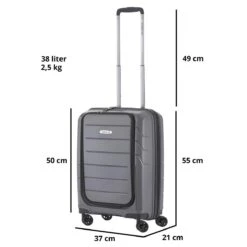CarryOn Mobile Worker Handbagage Koffer 55cm TSA | Zakelijke Trolley Met Laptopvak Grijs -Voyago Winkel 1200x1200 1194