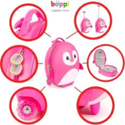 Boppi - Kindertrolley - Pinguïn (roze) - Handbagage - Lichtgewicht - Duurzaam - 17L -Voyago Winkel 1200x1200 1400