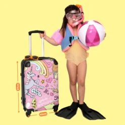 NoBoringSuitcases.com® Koffer Groot - Roze - Eenhoorn - Skateboard - Tekening - Trolley Koffer Met TSA-slot - Met Wielen - 90 Liter - Reiskoffer - 66 Cm -Voyago Winkel 1200x1200 1554