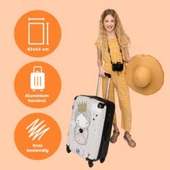 NoBoringSuitcases.com® Koffer Groot - Prinses - Bloemen - Kroon - Meisje - Sterren - Trolley Koffer Met TSA-slot - Met Wielen - 90 Liter - Reiskoffer - 66 Cm -Voyago Winkel 1200x1200 1568