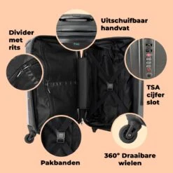 NoBoringSuitcases.com® Koffer Groot - Prinses - Bloemen - Kroon - Meisje - Sterren - Trolley Koffer Met TSA-slot - Met Wielen - 90 Liter - Reiskoffer - 66 Cm -Voyago Winkel 1200x1200 1569