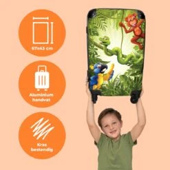 NoBoringSuitcases.com® Koffer Groot - Jungle - Dieren - Groen - Kinderen - Trolley Koffer Met TSA-slot - Met Wielen - 90 Liter - Reiskoffer - 66 Cm -Voyago Winkel 1200x1200 1607