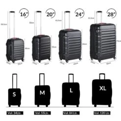 Monzana Kofferset - 4 Stuks S M L XL Met Wielen Cijferslot - Zwart -Voyago Winkel 1200x1200 169