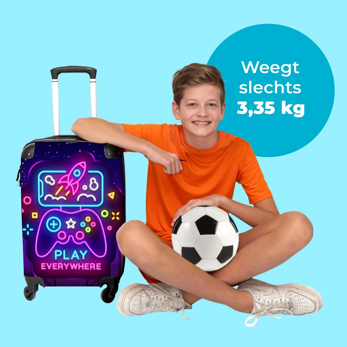NoBoringSuitcases.com® Koffer Groot - Gaming - Console - Neon - Jongens - Trolley Koffer Met TSA-slot - Met Wielen - 90 Liter - Reiskoffer - 66 Cm 4 NoBoringSuitcases.com® Koffer Groot - Gaming - Console - Neon - Jongens - Trolley Koffer Met TSA-slot - Met Wielen - 90 Liter - Reiskoffer - 66 Cm - Afbeelding 2