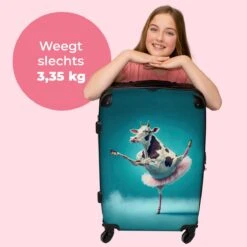 NoBoringSuitcases.com® Koffer Groot - Koe - Ballet - Portret - Blauw - Dieren - Trolley Koffer Met TSA-slot - Met Wielen - 90 Liter - Reiskoffer - 66 Cm -Voyago Winkel 1200x1200 1813