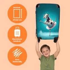 NoBoringSuitcases.com® Koffer Groot - Koe - Ballet - Portret - Blauw - Dieren - Trolley Koffer Met TSA-slot - Met Wielen - 90 Liter - Reiskoffer - 66 Cm -Voyago Winkel 1200x1200 1814