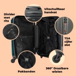 NoBoringSuitcases.com® Koffer Groot - Koe - Ballet - Portret - Blauw - Dieren - Trolley Koffer Met TSA-slot - Met Wielen - 90 Liter - Reiskoffer - 66 Cm -Voyago Winkel 1200x1200 1815
