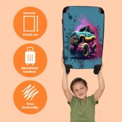 NoBoringSuitcases.com® Koffer Groot - Monstertruck - Verf - Graffiti - Roze - Neon - Trolley Koffer Met TSA-slot - Met Wielen - 90 Liter - Reiskoffer - 66 Cm -Voyago Winkel 1200x1200 1885