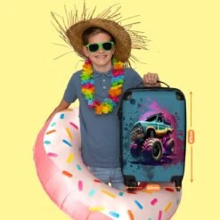 NoBoringSuitcases.com® Koffer Groot - Monstertruck - Verf - Graffiti - Roze - Neon - Trolley Koffer Met TSA-slot - Met Wielen - 90 Liter - Reiskoffer - 66 Cm -Voyago Winkel 1200x1200 1888