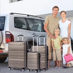 Merax 3-delig Kofferset Met TSA Slot - Trolleyset ABS 40L, 70L & 110 Liter - Goud -Voyago Winkel 1200x1200 2244