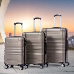 Merax 3-delig Kofferset Met TSA Slot - Trolleyset ABS 40L, 70L & 110 Liter - Goud -Voyago Winkel 1200x1200 2245
