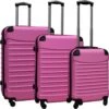 Travelerz Kofferset 3 Delig Met Wielen En Cijferslot - ABS - Licht Roze (228-)