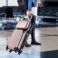 Monzana Hardcase Kofferset 4 Delig - Baseline Beautycase/M/L/XL - Rosé -Voyago Winkel 1200x1200 2488