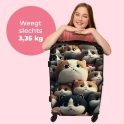 NoBoringSuitcases.com® Koffer Groot - Kat - Huisdieren - Poes - Bruin - Grijs - Trolley Koffer Met TSA-slot - Met Wielen - 90 Liter - Reiskoffer - 66 Cm -Voyago Winkel 1200x1200 259