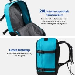 CabinMax Metz Reistas – Handbagage 20L – Rugzak – Schooltas - 40x25x20 Cm – Compact Backpack – Lichtgewicht – Teal -Voyago Winkel 1200x1200 2602
